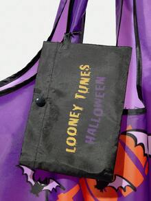 LOONEY TUNES X SHEIN Bolso de tela grande con estampado de dibujos animados de Halloween, impermeable y con gran capacidad - Morado - Ver 6