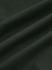 SHEIN Tall CURVE 加大码女款生菜边弹力喇叭裤 - 軍綠色 - 查看 3