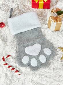 PETSIN 1 szt. świątecznych skarpetek w nowym stylu, w kolorze czerwonym i szarym, ze zwierzakiem