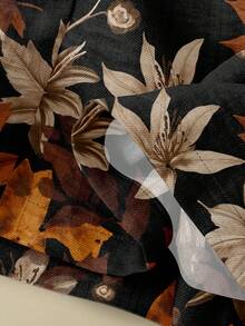 Rusticease 女士枫叶松紧腰阔腿休闲印花裤，秋冬 - 白色 - 查看 3