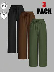 Auralis Plus-Size Women's Casual Pants, Wide-Leg Pants, 3 Pieces Women's Casual Wear, Summer Vacation Wear,Vacation Outfits Woman Summer