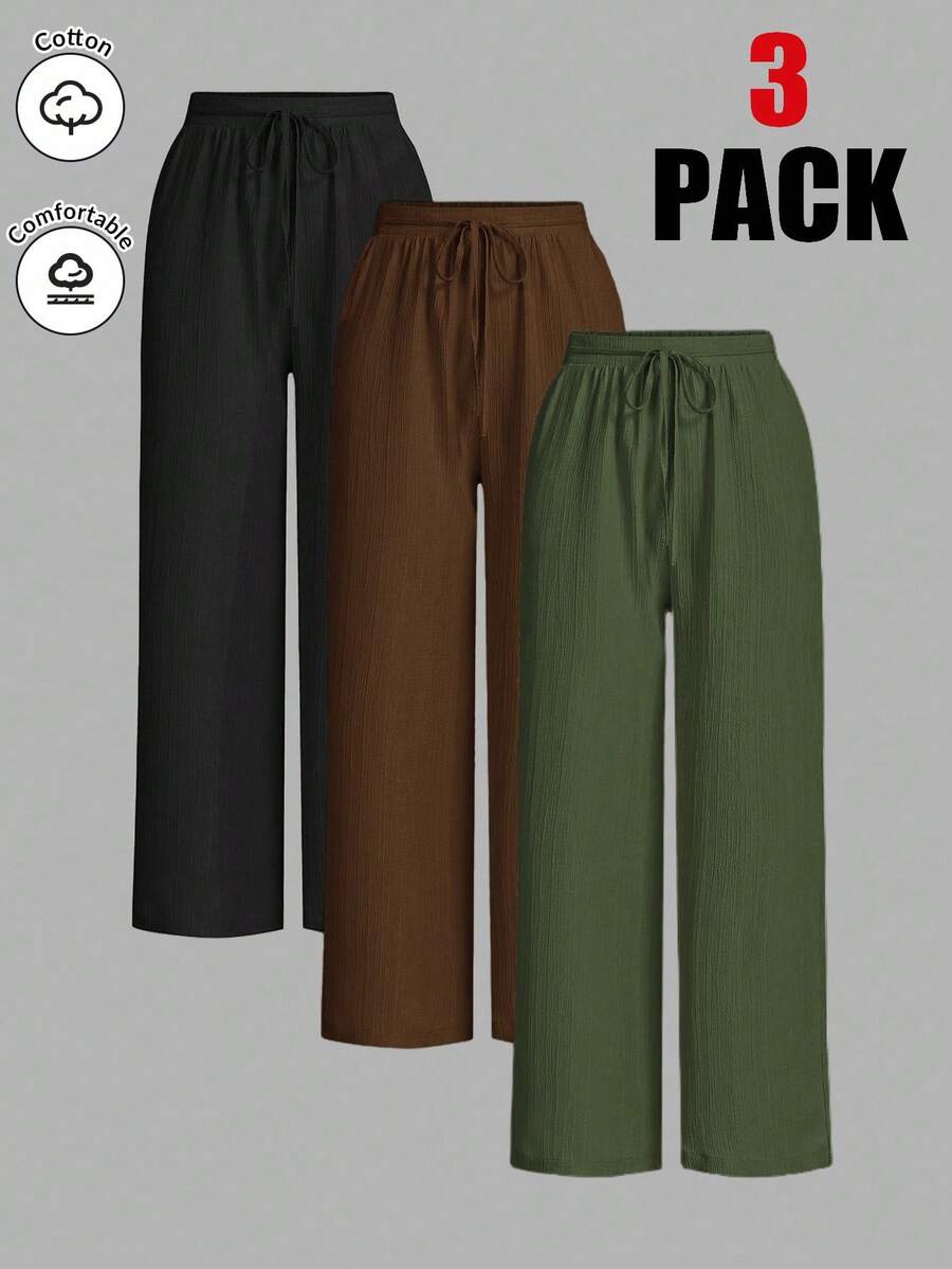 Auralis Plus-Size Women's Casual Pants, Wide-Leg Pants, 3 Pieces Women's Casual Wear, Summer Vacation Wear,Vacation Outfits Woman Summer