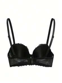 SHEIN Sexy Lace Bra Set For Small Bust, Gather & Lift, Anti-Sagging, Push-Up Bra - Black - View 10
