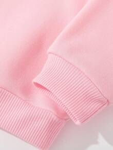 Baby Girl Casual Fashion Colorful Gradient Letter Graphic Print Basic Round Neck Sweatshirt, Sibling Matching (Sold Separately) - Pink - View 5