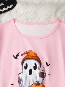 FamilyFrolics 女士万圣节元素长袖上衣和长裤睡衣套装，秋冬服装 - 粉色 - 查看 3