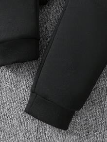 Set de 2 piezas de sudadera con capucha y pantalones con estampado de dibujos animados de monstruo, cocodrilo y avión para niño pequeño, para otoño/invierno - Negro - Ver 7