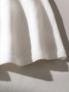 Sparklyn 2 件套少女毛衣套装,手工编织花卉粗针织开衫,黑色长袖,搭配时尚白色伞裙,适合秋冬季 - 黑與白 - 查看 5