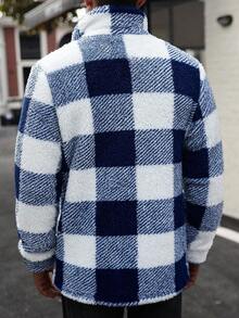 Manfinity Homme 男士宽松格子羊毛长袖单排扣休闲夹克，秋冬，男士法兰绒，冬季男士夹克 - 彩色 - 查看 2