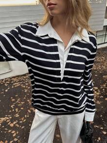 Elyressa Women's Casual Striped Long Sleeve T-Shirt - Multicolor - View 3