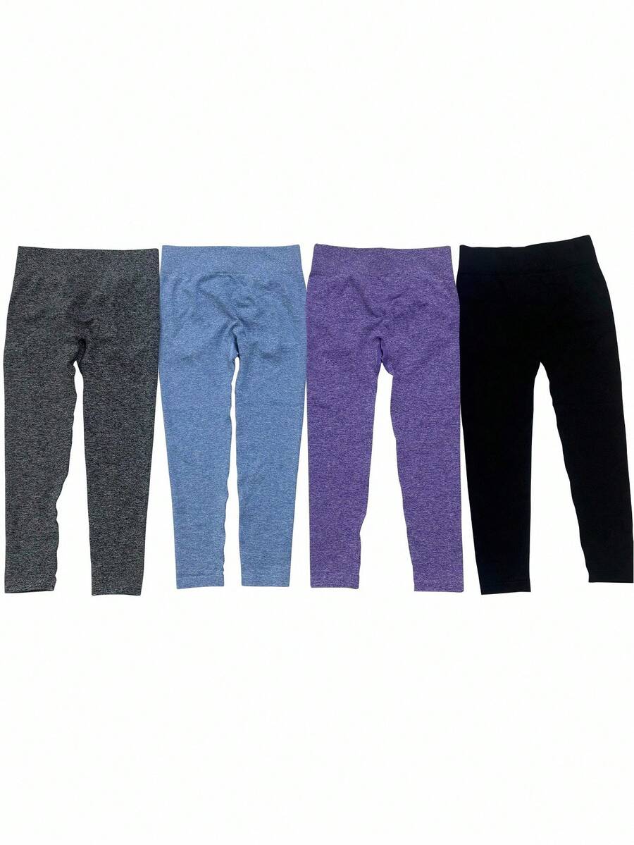 SHEIN Sports 大码女式4件套无缝高腰紧身裤 - 彩色 - 查看 1