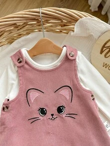 Bộ 2 món áo len dài tay dễ thương thường ngày cho bé gái sơ sinh và váy không tay họa tiết hoạt hình - Nhiều màu - Xem 7