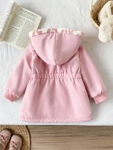 SHEIN Chaqueta reversible con capucha y cremallera para bebé niña con estampado de leopardo, versátil y gruesa para el invierno, para interiores/exteriores, vuelta al colegio, uso diario - Rosa - Ver 2