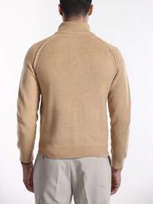 Manfinity Homme Men's Casual Solid Color Zipper Half-Placket Raglan Sleeve Sweater, Autumn/Winter Khaki Polo Sweater, Men's Warm Sweater, Lapel Sweater, Men's Sweater, Knitted Pullover It Is Great For Couples And Makes An Excellent Gift Idea For Boyfriends Or Husbands Quarter Zip Sweater Men Men Sweater Mock Neck Men Cashmere Men S Clothing Turtle Neck Men