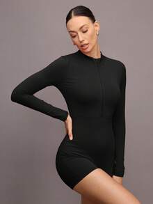 Activina Half Zip Thumb Holes Slim Fit Sports Romper