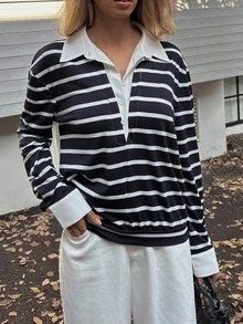 Elyressa Women's Casual Striped Long Sleeve T-Shirt - Multicolor - View 1