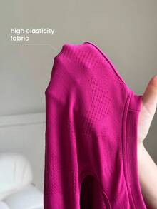 Rhythm Era Camicia sportiva a maniche lunghe con schiena traforata per taglie forti - Viola - Visualizzare 3