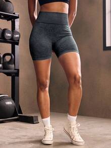 Powerista Solid Wideband Waist Sports Shorts - Dark Grey - View 5