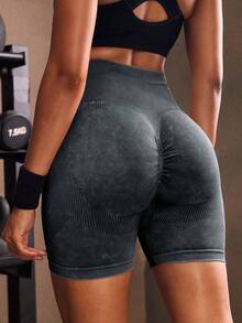 Powerista Solid Wideband Waist Sports Shorts - Dark Grey - View 3