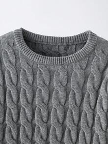 Maija Kids Young Girl Casual Solid Color Cable Knit Sweater And Mini Skirt Set, Autumn/Winter Fall - Light Grey - View 3