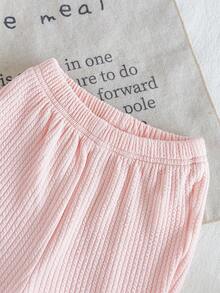 SHEIN 女婴可爱猫咪刺绣仿层上衣和宽松舒适裤子两件套，粉色，2025 年秋冬 - 彩色 - 查看 7