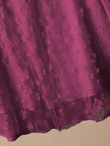 Lacomfia Áo cánh tay 3/4 thêu hoa bằng lưới đan tre thoải mái, dễ mặc, cỡ lớn, có thể điều chỉnh dành cho nữ - Màu tím - Xem 6