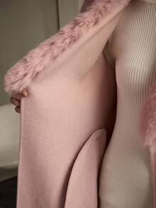 ZEYLAH Women's Elegant Wool Collar Double-Sided Woolen Coat, Autumn/Winter - Baby Pink - View 7