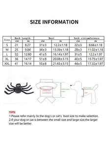 PETSIN 1 件宠物万圣节搞笑蜘蛛设计创意猫狗小狗服装 - 黑色 - 查看 3