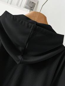 CosyJoli 大码女式二合一设计休闲夹克，连帽灯芯绒夹克，杏色，适合通勤，百搭，秋冬新款 - 黑色 - 查看 5