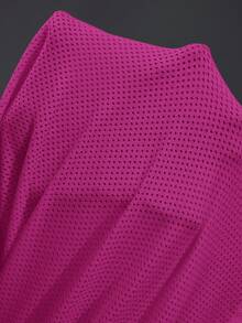 Powerista 纯色插肩袖弧形下摆运动T恤女式健身房衬衫 - 玫紅色 - 查看 7