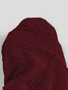 Selianne 女式粉色纹理面料休闲度假风格长袖方领纽扣上衣和超长 A 字裙两件套，秋季 - 中紫紅色 - 查看 7