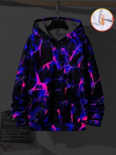 SHEIN Tween Boy Casual Comfortable Printed Loose Fit Hooded Long Sleeve Pullover Sweatshirt Graphic Star Sweatshirt Anime Sweatshirt Y2k Sweatshirt For Boys Suitable For Birthday Parties, Evening Parties, Performances, Weddings, Baptisms, Opening Ceremonies Daily Suitable For Daily Use Suitable For School Suitable For Travel Suitable For Sports Suitable For Autumn And Winter