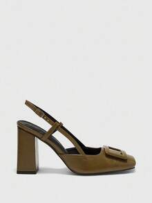 CUCCOO BIZCHIC Pantofi sport pentru femei, cu vârf pătrat, toc gros, din piele PU maro, fără slip-on, la modă, minimalisti, confortabili, pentru purtare zilnică și ocazii speciale