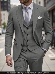 Calvornis Herrkostym med två delar för affärsbruk, enfärgad kostymset med jacka och byxor, enkel moderiktig vardagskostym, bröllopskostym, balkostym, lämplig för alla hjärtans dag, årsdagar och andra tillfällen, en utmärkt present till din pojkvän eller