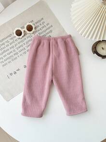 SHEIN Süße, lässige, vielseitige Cordhose mit Thermofutter in Rosa für Babys