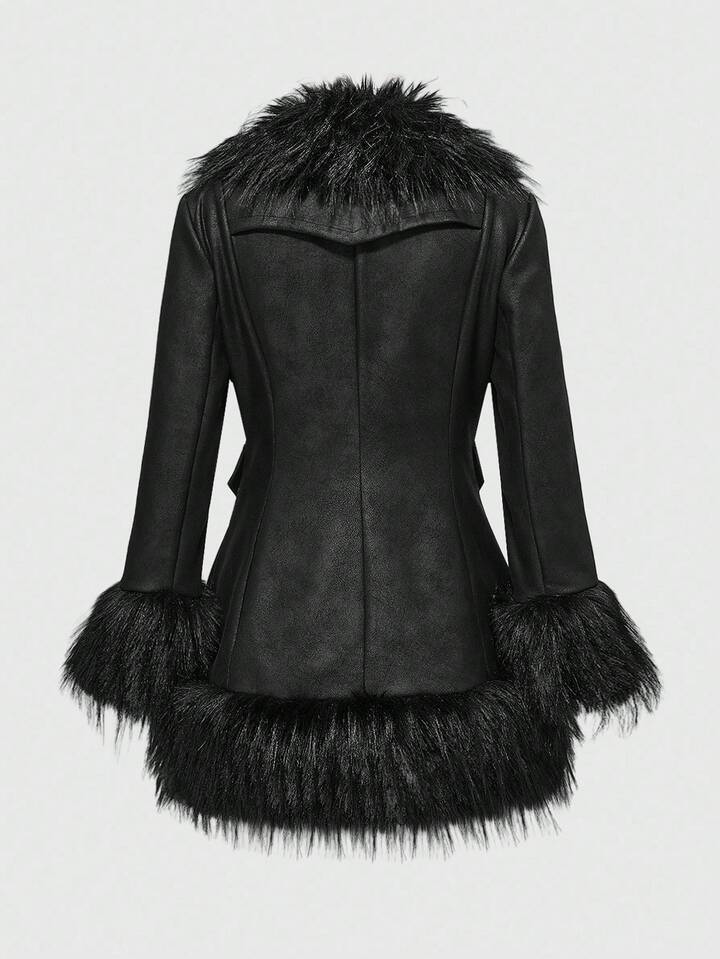Our Grunge Punk Luxury Black Y2K Retro Sexy Faux Fur & Suede