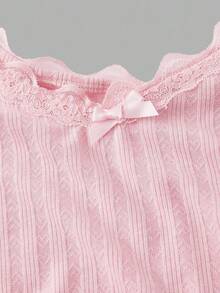 SHEIN MOD Bộ 3 áo hai dây dễ phối đồ cho nữ, bộ 3 áo dệt kim màu pastel đa năng, thích hợp cho Lễ Tạ ơn, Giáng sinh, Năm mới, áo ba lỗ xếp ly ren phối nơ, áo ba lỗ, mùa thu, áo nơ, áo đi học dễ thương, áo đi học trở lại trường - Nhiều màu - Xem 3