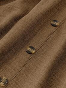 EMERY ROSE Falda casual decorativa de un solo botonadura de unicolor para tallas grandes - Camel - Ver 4