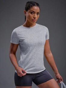 Powerista 女式标语图案运动T恤健身衫 - 淺灰色 - 查看 3