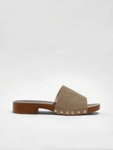 Solezae Women Comfortable, One Band Wedge Sandals - Beige - View 7