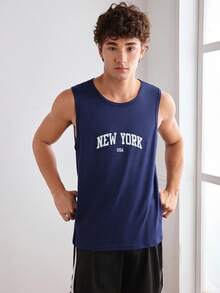 5pcs/Set Lightweight, Comfortable, Casual, Home, New York Style, Sportswear, Fitness, Men's Loungewear Tops & Tanks - Multicolor - View 3