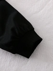 SHEIN 心形印花女婴运动衫套装，带蝴蝶结装饰和紧身裤，时尚休闲装，适合居家和户外穿着