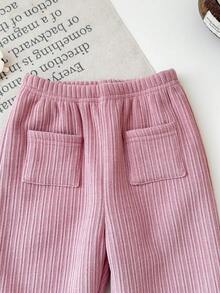 SHEIN Süße, lässige, vielseitige Cordhose mit Thermofutter in Rosa für Babys