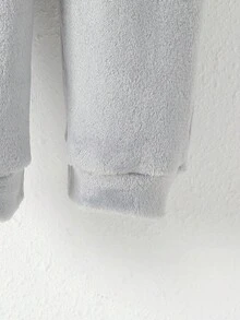 Macacão de lã com capuz para meninas com desenho de orelha 3D, cinza claro, estilo coreano, outono/inverno - Cinza claro - Ver 4