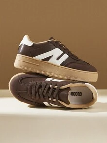 CUCCOO EASI 2025年新款豹纹厚底运动鞋，女士休闲运动鞋 - 咖啡棕 - 查看 5