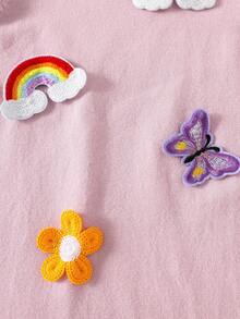 女童手工刺绣彩虹蝴蝶针织连衣裙，可爱简约，秋冬新款，少女长袖公主裙，百搭又可爱 - 淡紫色 - 查看 6