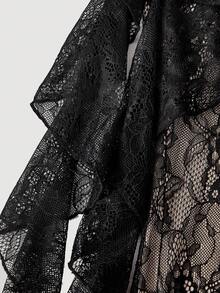 SHEIN MOD Quần ống loe ren xếp tầng dành cho nữ, quần kiểu Gothic, quần đen, quần dự tiệc, quần tây đen, quần thanh lịch cho nữ, quần suông, quần Giáng sinh - màu đen - Xem 6