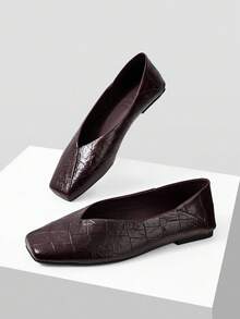 MOTF VINTAGE BALLET FLATS, FASHION COMFORTABLE ELEGANT SQUARE TOE SLIP-ON SHOES FOR WOMEN, SUITABLE FOR ALL SEASONS - Burgundy - View 9