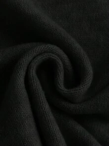 Elaquor Plus Size Casual Elegant Versatile Mesh Patchwork Pullover Sweater, Autumn/Winter - Black - View 6