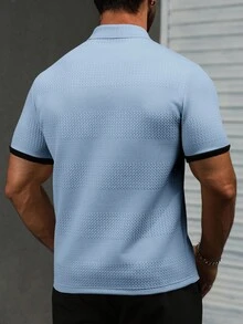 Manfinity CasualCool Áo Polo nam tay ngắn phối viền tương phản, phong cách mùa hè cổ điển, màu xanh nhạt, áo polo nam tay ngắn, áo polo mùa hè cho nam, áo polo cổ bẻ, áo polo nam công sở phong cách cổ điển, thích hợp cho các hoạt động hàng ngày, cuối tuần, ngoài trời, du lịch, môi trường làm việc thoải mái hoặc các dịp bán trang trọng, quà tặng cho bạn trai/chồng, quà kỷ niệm. - Màu xanh lam - Xem 2
