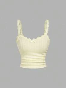 SHEIN MOD Bộ 3 áo hai dây dễ phối đồ cho nữ, bộ 3 áo dệt kim màu pastel đa năng, thích hợp cho Lễ Tạ ơn, Giáng sinh, Năm mới, áo ba lỗ xếp ly ren phối nơ, áo ba lỗ, mùa thu, áo nơ, áo đi học dễ thương, áo đi học trở lại trường - Nhiều màu - Xem 10